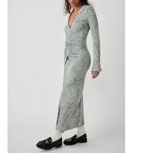 #164 NWT Free People Shayla Wrap Midi Dress in Mint Combo